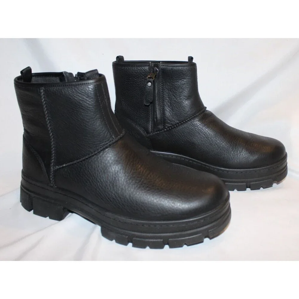 UGG BLACK WP LEATHER SKYVIEW CLASSIC PULL-ON WINTER‎ WORK BOOTS $170
